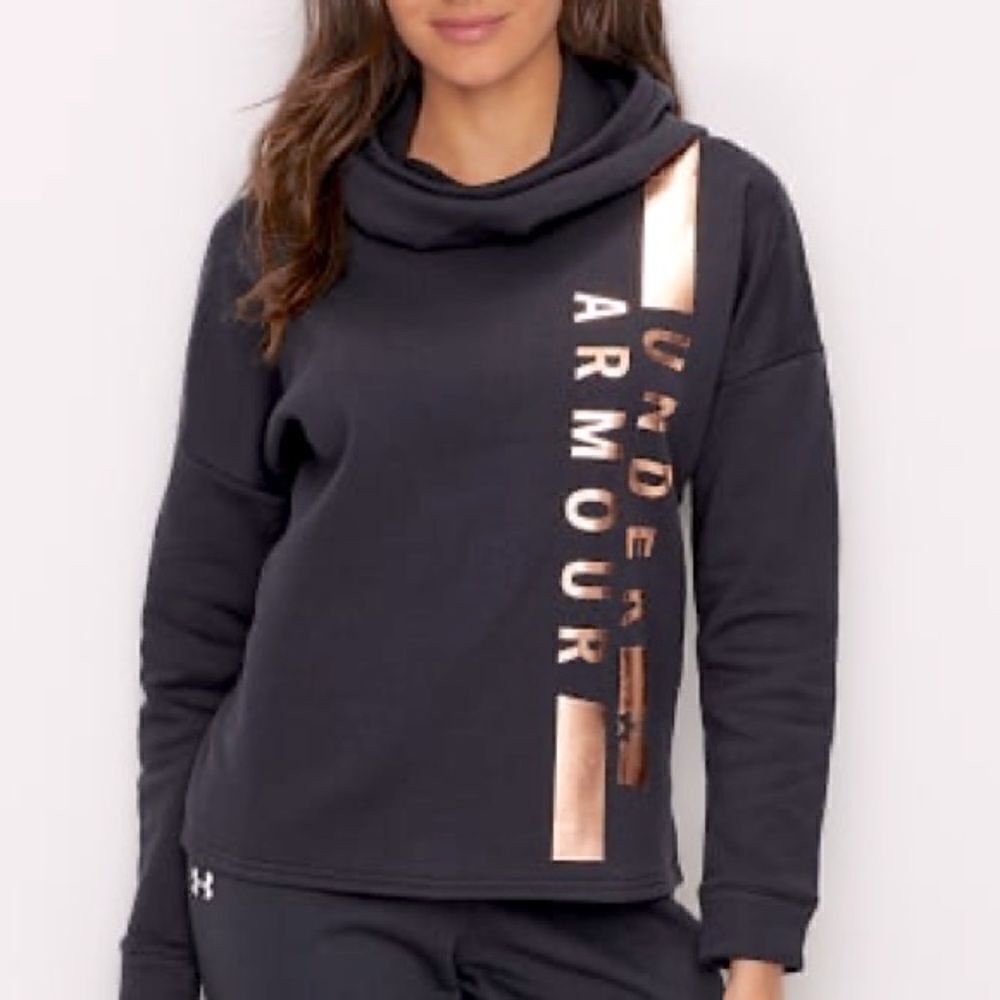 Under Armour Metallic Gold and Black Cowl Neck Hoodie‎